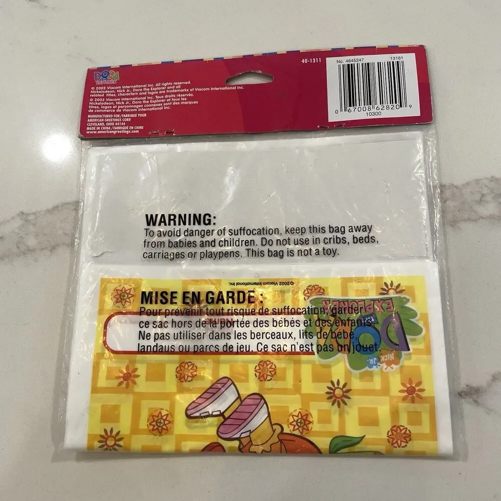 Vintage Nick Jr. Dora The Explorer Party Gift Favor Bags 8 Per Pkg 2002 Y2K NEW